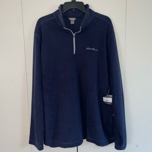 NWT Eddie Bauer Men Long Sleeve Fast Fleece 1/4 Zip Pullover Lightweight Navy XL